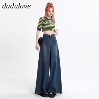 DaDulove💕 New Korean Version of Ins Raw Edge Loose Jeans High Waist Niche Wide Leg Pants Large Size Trousers