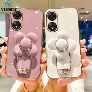 เคสโทรศัพท์ซิลิโคน กันกระแทก ลายดอกไม้ 3D หมุนได้ สําหรับ OPPO A17 A17K A78 5G