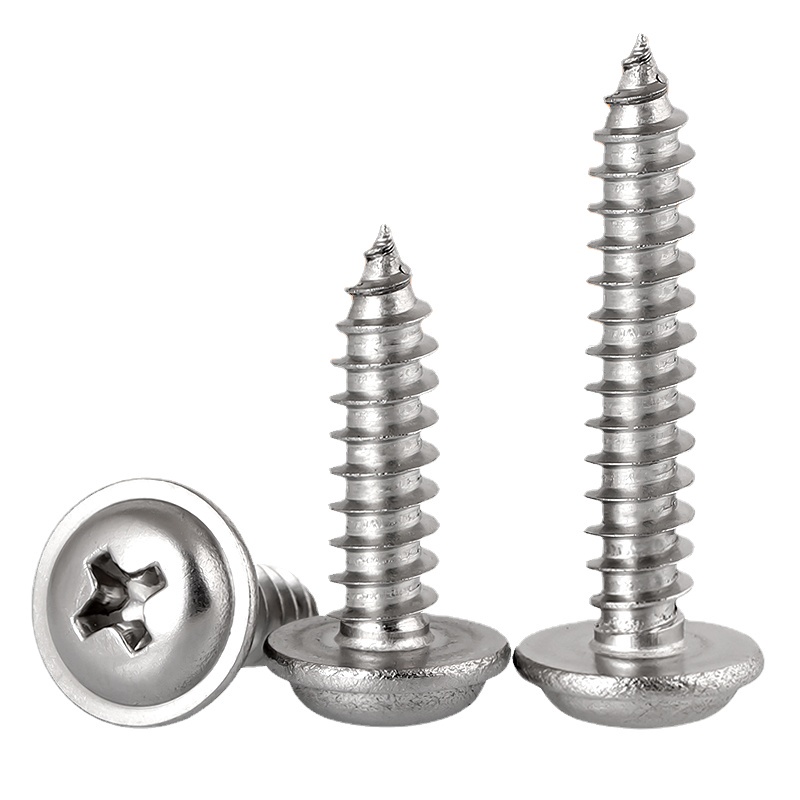 A2-70 304 สแตนเลสข้ามหัวกลมพร้อมแผ่นสกรูยึดตนเอง M3 / M4 / M5 / M6 [XCF]