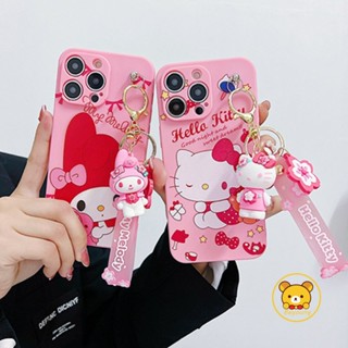 เคสโทรศัพท์มือถือ TPU นิ่ม ลายการ์ตูนคิตตี้ แมวเมโลดี้น่ารัก พร้อมพวงกุญแจ และจี้ สําหรับ Vivo V27 Pro 5G V25 Pro V25 V25E Y35 4G Y22 Y22S Y16 Y02S Y76 Y76S Y74S 5G Y21 Y21S Y21A