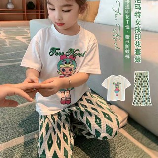 [JOY] ชุดเสื้อแขนสั้น กางเกงขายาวลําลอง ผ้าฝ้าย แฟชั่นฤดูร้อน สําหรับเด็กผู้หญิง 2023