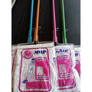 ไม้ถูพื้นม็อบหนีบ ขนาด 10" (ด้ามคละสี*+ผ้าแบน 200 g.) ไม้ถูพื้น (ราคารวมแวท)ถังถูพื้น ผ้าม็อบไมโครไฟเบอร์ ผ้าม็อบถูพื...