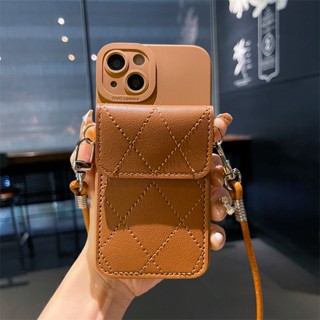 เคสโทรศัพท์มือถือ พร้อมสายสะพาย และช่องใส่บัตร หรูหรา สําหรับ iPhone 14 Pro Max 14 Plus 13 12 11