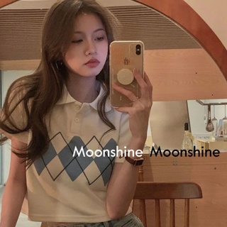 Moon เสื้อครอป เสื้อแฟชั่นผู้หญิง y2k สีพื้น สําหรับผู้หญิง ใส่ไปคลับ ปาร์ตี้ 2023 NEW 23051609