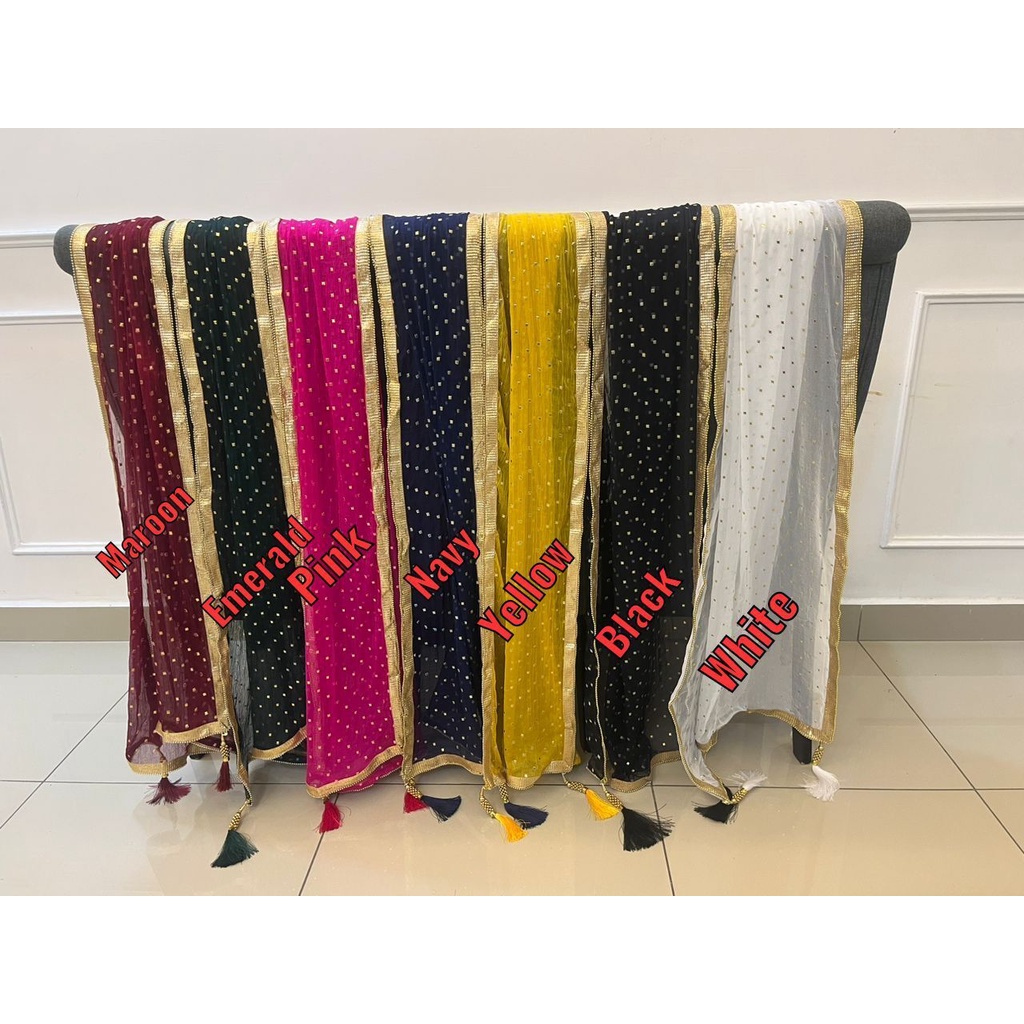 DUPATTA WITH GOLDEN EMBROIDERY DUPATTA / SHAWL / รอยแผลเป็น