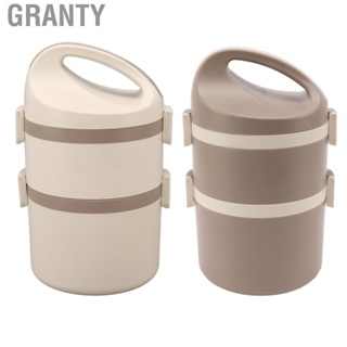 Granty Insulated Lunch Container  Lunch Container Odorless 2-4 Hours Keep Warm Portable Safe Stainless Steel 2 Tier  for Office for Students