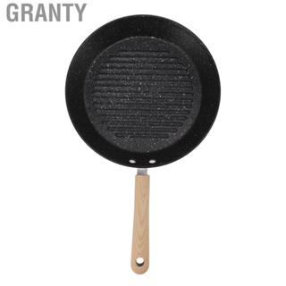 Granty Round Grill Pan  Round Frying Pan Flat Bottom Heat Insulation Plastic Handle Evenly Heated  for Home