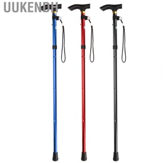 Uukendh Elder Walking Cane Foldable  Crutch 5 Section Good Friction Portable Aluminum Alloy Rubber for Travel for Hiking