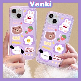 VENKI - สำหรับ iPhone 11 Case Clear เคสโทรศัพท์ TPU Soft Case ถุงลมนิรภัยกันกระแทกป้องกันกล้องหมีน่ารักกระต่ายเข้ากันได้กับ iPhone 14 13 Pro Max iPhone 12 Pro Max XR XS 7 8Plus