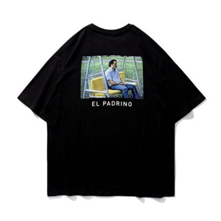 พร้อมส่ง ผ้าฝ้ายบริสุทธิ์ T-Shirt    Pablo - El Padrino   PRIA WANITA  BAJU DEWASA DAN ANAK  rap tee  T SHIRT  Hitam