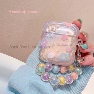 เคสหูฟังบลูทูธไร้สาย TPU นิ่ม กันตก ลายกระต่ายฮาโลย้อม พร้อมจี้ สําหรับ AirPods 1 2 3 Pro Pro2 AirPods 3 AirPods 2