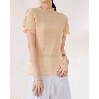 2MUAY PLEAT เสื้อผู้หญิง เสื้อพลีทคุณภาพ รุ่น GJO1152 สีวนิลา FREE SIZE CURL PLEAT TOP