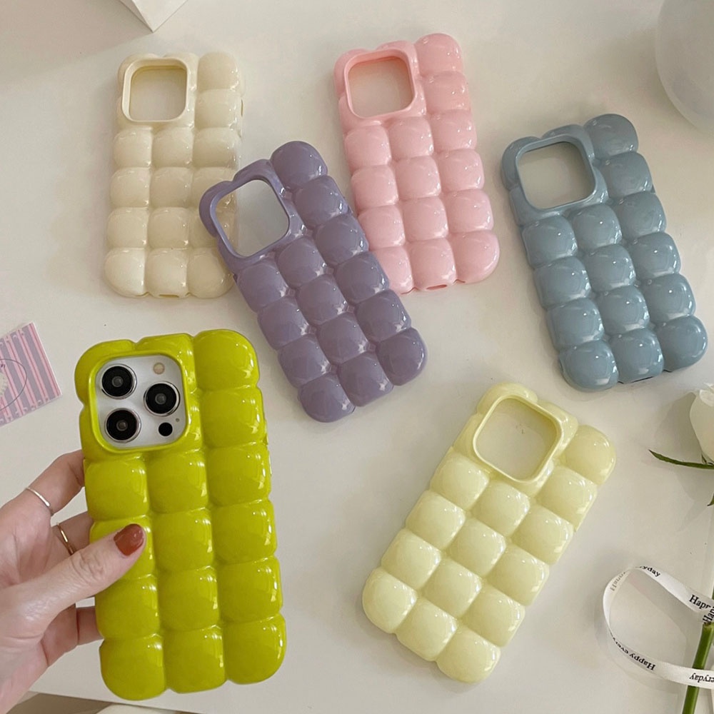 สําหรับiphone 16 15 14 13 12 Pro Max 11 ตาข่ายน่ารักขนมปังGlossyกันกระแทกเคสโทรศัพท์ป้องกันปกหลังนุ่มTPU Funda capa
