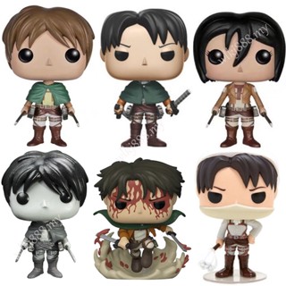 Funko pop โมเดลฟิกเกอร์ Attack on Titan 1169 Levi 20 Eren Jaeger Mikasa Ackerman สําหรับตกแต่งสํานักงาน