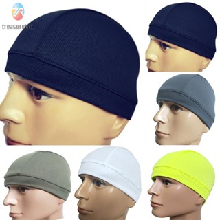 【TRSBX】New Men Breathable Sport Skull Cap Solid Quick Dry Sweat Beanie Hat Helmet Liner