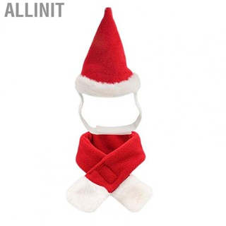 Allinit Pet Christmas Costume Outfit Set  Adjustable Hat Warm Scarf Bright Color Elastic Band for Cosplay