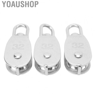 Yoaushop Pulley Wheel  Pulley Block Stainless Steel M32 3Pcs U Shape  for Hiking