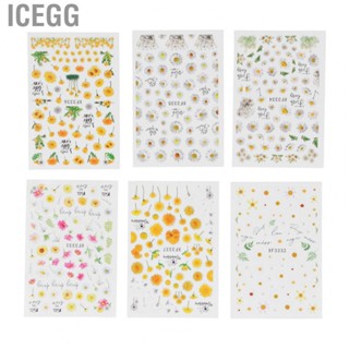 Icegg Nail Decal 6 Sheet Exquisite Self Adhesive Fashionable Nail  For Nail