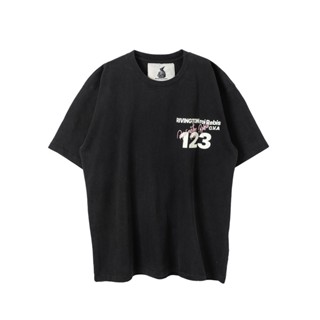 123 F-O-G เสื้อกีฬาแขนสั้น พิมพ์ลาย ทรงหลวม สไตล์สตรีท อเมริกัน TEEMDTJ