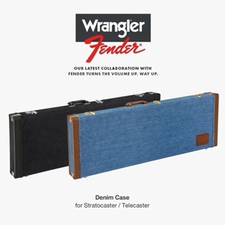 Fender® X Wrangler® Denim Guitar Case for Stratocaster / Telecaster เคสกีตาร์ไฟฟ้า ทรง Strat / Tele ลายผ้ายีนส์ Wrangler บุกำมะหยี่ด้านใน