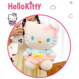 Kawaii หมอนตุ๊กตายัดไส้ ผ้ายีนนิ่ม รูป Hello Kitty ของขวัญวันเกิด สําหรับเด็กผู้หญิง