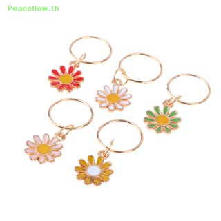 Peacellow จี้ดอกไม้ ดอกเดซี่ โลหะผสมสังกะสี หลากสี สําหรับถักนิตติ้ง DIY 5 ชิ้น ต่อชุด