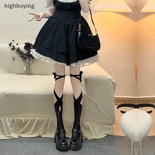 [highbuying] 1 คู่ สไตล์ญี่ปุ่น ผู้หญิง โลลิต้า ต้นขา ถุงเท้าสูง ข้ามเข่า ถุงน่อง ฮาราจูกุ โกธิค นักเรียน ตาข่ายกลวง กลาง ถุงเท้า ใหม่ พร้อมส่ง