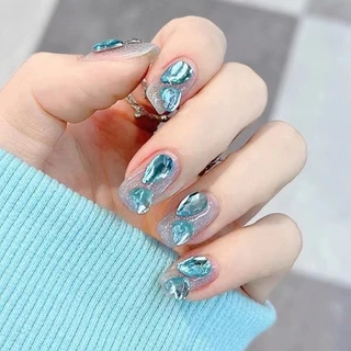 Koudan สติกเกอร์คริสตัลเพชรเทียม พลอยเทียม รูปแก้ว สีทอง ส้ม ฟ้า ชมพู สําหรับตกแต่งเล็บ DIY 100 ชิ้น