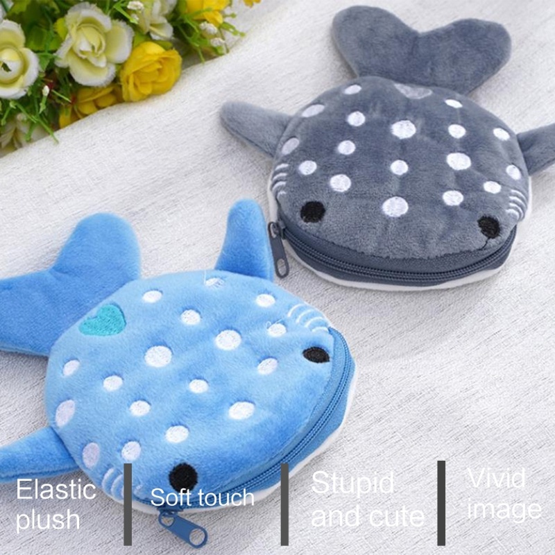 Mdd Lovely Whale Coin Purse Plush Wallet Shark Shape Women s Accessory Bag