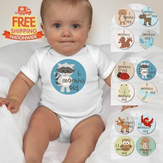 เด็กที่กําหนดเองรายเดือน Onesies - สัตว์ IV 5ZUV