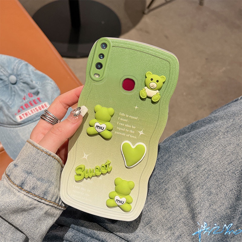 เคส Vivo Y11 Y20 Y20i Y15 Y12 Y12S Y12A Y20S Y17 Y1S Y91C V11 Pro Y85 V9 Y19 V20 Pro Y53 V5 Y83 Y81 Y81i V15 U10 เคสโทรศัพท์มือถือ ลายหมีน่ารัก 3D สี่สี เรียบง่าย สําหรับ