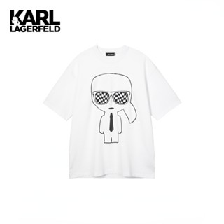 Karl LAGERFELDS NEW SUMMER เสื้อยืดแขนสั้น ทรงหลวม สีขาว สําหรับผู้ชาย 226C1702