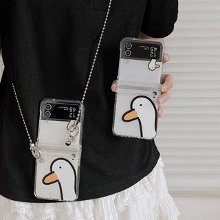 เคสโทรศัพท์มือถือ พร้อมสายโซ่คล้อง หรูหรา สําหรับ Samsung Galaxy Z Flip4 Z Flip3 Z Flip4 Z Flip3