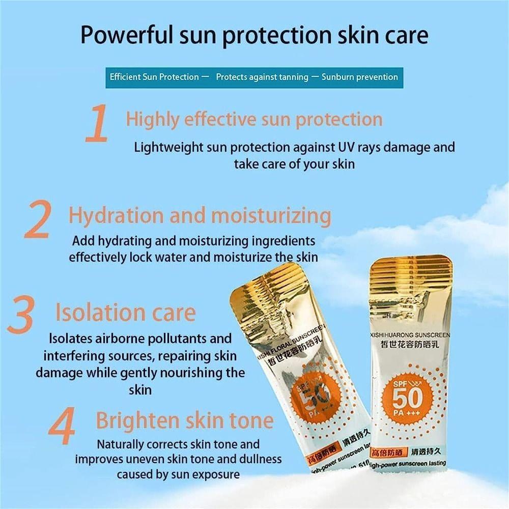 Edonlands ครีมกันแดด Xishi Huarong, Moist Spf 50+ ครีมกันแดดป้องกันแสงแดดซุปเปอร์, อิมัลชั่นเรียบ 50 ชิ้น ครีมกันแดดให้ความชุ่มชื้น Body Sun