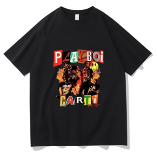 เวรเอ้ย  เสื้อยืดแขนสั้น พิมพ์ลายกราฟฟิค Rapper Playboi Carti Portrait สไตล์ฮิปฮอป แฟชั่นสําหรับผู้ชาย