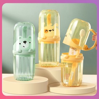 Creative Cartoon Toothbrush Storage Box Mouthwash Cup Toothware Cup Travel Wash Cup Set Toothbrush Cup Toothbrush Box Portable Brushing Cup Home Tools [COD]