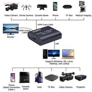 [Initiatour] การ์ดจับภาพวิดีโอ HDMI 4K USB 2.0 1080P พร้อมห่วงเอาท์พุต