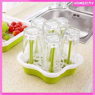 [พร้อม] Bpa-free Modern Flower Shape Cup Holder Coffee Cup Holder Household Mug Upside-down Drain Rack Dust-proof Storage Put Cup Tea Cup with Tray