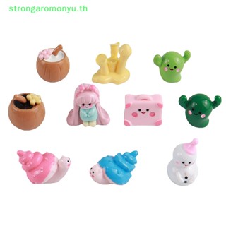 Strongaromonyu Kawaii ตุ๊กตาเรซิ่น รูปการ์ตูนสโนว์แมน กระบองเพชร หอยทาก 3D สําหรับตกแต่งบ้านตุ๊กตา