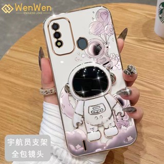 Wenwen เคสโทรศัพท์มือถือแบบนิ่ม TPU กันกระแทก ลายนักบินอวกาศ 3D พร้อมที่ตั้งวาง บางมาก สําหรับ ITEL P36 ITEL P37 VISION 1+ VISION 2S