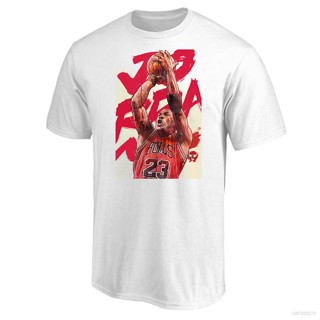 เสื้อยืดแขนสั้นลําลอง คอกลม พิมพ์ลายการ์ตูน NBA Chicago Bulls No.23 Jordan ทรงหลวม สําหรับผู้ชาย และผู้หญิง