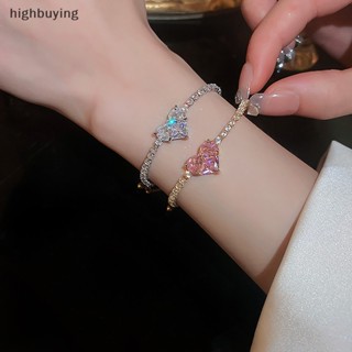 [highbuying] สร้อยข้อมือ สร้อยคอ ต่างหู ประดับเพทาย พลอยเทียม ปรับได้ แวววาว แฟชั่นสําหรับผู้หญิง 1 ชิ้น 1 คู่