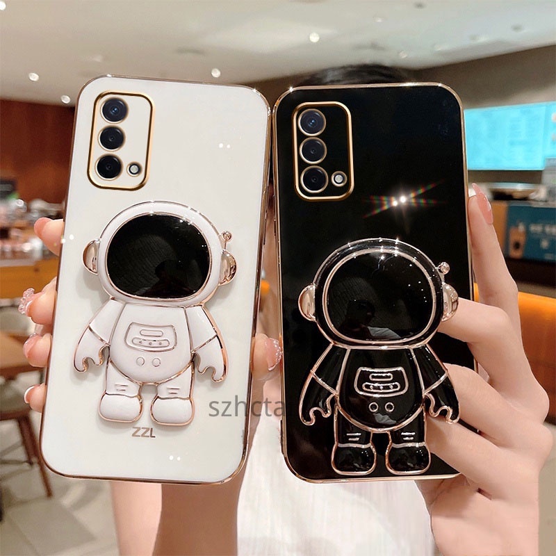เคส OPPO A74 A95 3D ชุบ นักบินอวกาศ ที่ยึด มัลติฟังก์ชั่น ป๊อปซ็อกเก็ต เคสนิ่ม เคสโทรศัพท์ OPPO A74 A95
