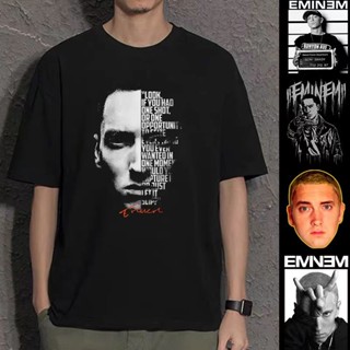 เสื้อยืดแขนสั้น ผ้าฝ้าย พิมพ์ลายกราฟฟิค Rapper Eminem สไตล์ฮิปฮอป แฟชั่นสําหรับผู้ชาย