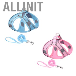 Allinit Dog Harness Leash Cute Breathable Reflective Adjustable Vest for Puppy