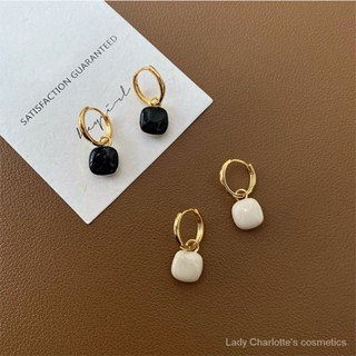 [0623]YWFK-EH One Style for Dual-Wear Day and Night Square Eardrops Vintage Earrings Niche Design High-End Ear Clip Online Influencer Earrings Niche Exquisite Internet Celebrity Hi