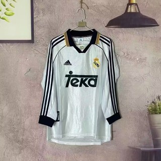 1998 Real Madrid บ้าน เสื้อแขนยาว วินเทจ เสื้อกีฬา แห้งเร็ว S-XXL เสื้อฟุตบอล AAA