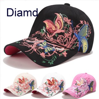 Diamd หมวกเบสบอล ปักลายผีเสื้อ สไตล์เกาหลี สําหรับผู้หญิง