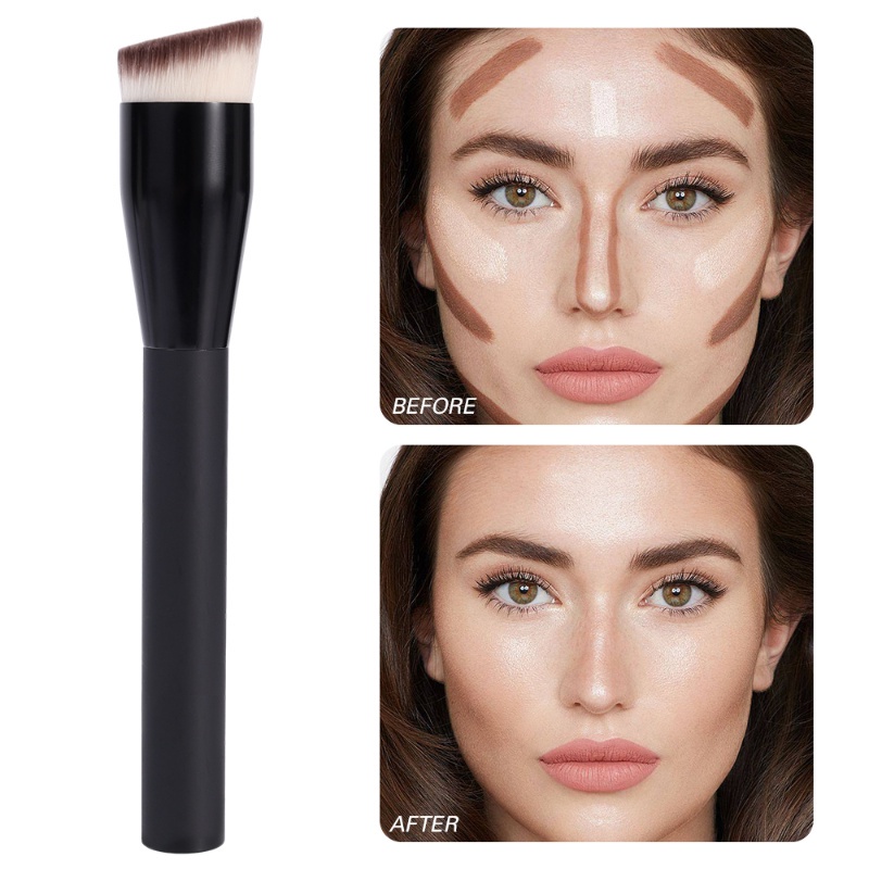 แปรงแต่งหน้า ขนสัตว์ไฟเบอร์นุ่ม แบบพกพา 170 หัวแบน สําหรับแต่งหน้า ลงคอนซีลเลอร์ ลงรองพื้น แบบมืออาชีพ