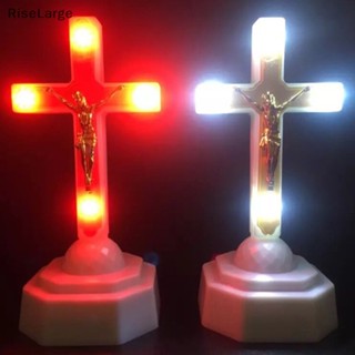 [RiseLarge] ไฟ LED รูปไม้กางเขนพระเยซู ของที่ระลึก เครื่องประดับโบสถ์ บ้าน
